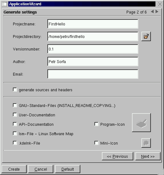 Project Generate Settings